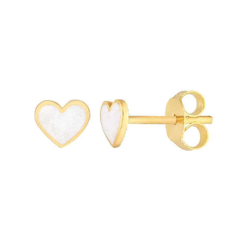 Fashion-Forward Jewelry At Incredible Prices White Enamel Heart Stud Earrings