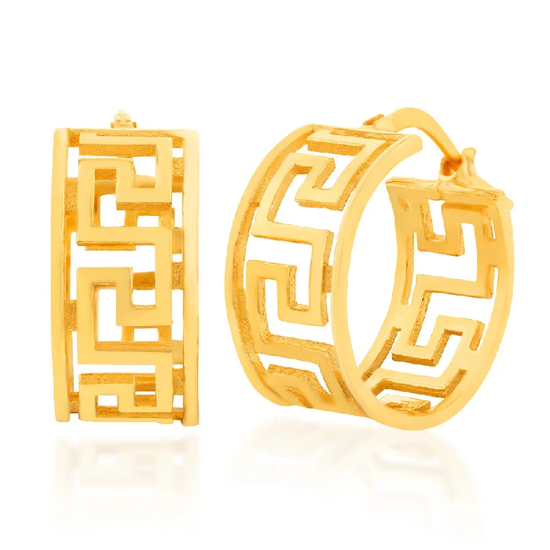 Jewelry Clearance Event – Stock Up Before It's Over Yellow Gold Plated Greek Pattern Broad Hoop Earrings Jewelry Clearance Event – Stock Up Before It's Over Yellow Gold Plated Greek Pattern Broad Hoop Earrings
