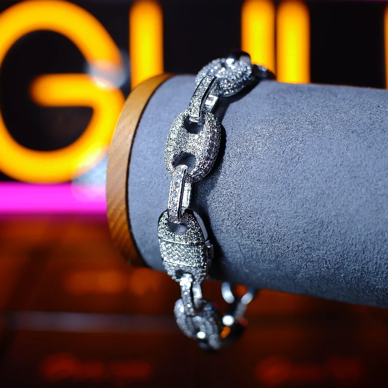 Exclusive Jewelry Offers – Shine For Less 18K WhiteGold-Plated Solid Coffee beans Link Bracelet