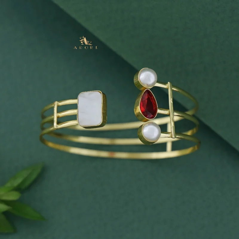 Luxury Handcrafted Jewelry For Elegant Looks Amaya Rectangle MOP Glossy With Pearl Bangle