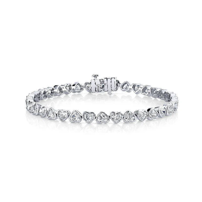 Handmade Pearl Jewelry For Timeless Elegance DIAMOND BEZEL MINI HEART TENNIS BRACELET Handmade Pearl Jewelry For Timeless Elegance DIAMOND BEZEL MINI HEART TENNIS BRACELET