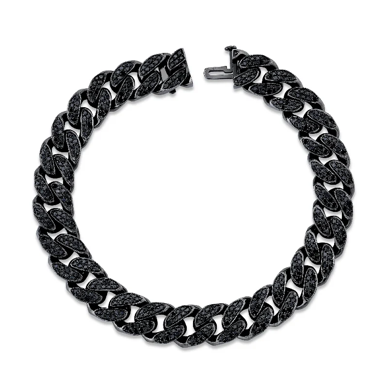 Seasonal Jewelry Deals – Elevate Your Style MEN'S BLACK DIAMOND FLAT ESSENTIAL LINK BRACELET Seasonal Jewelry Deals – Elevate Your Style MEN'S BLACK DIAMOND FLAT ESSENTIAL LINK BRACELET