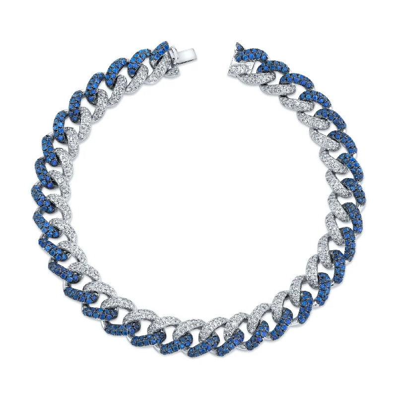 Everyday Jewelry Essentials Now On Sale BLUE SAPPHIRE & DIAMOND TWO-TONE MEDIUM PAVE LINK BRACELET Everyday Jewelry Essentials Now On Sale BLUE SAPPHIRE & DIAMOND TWO-TONE MEDIUM PAVE LINK BRACELET