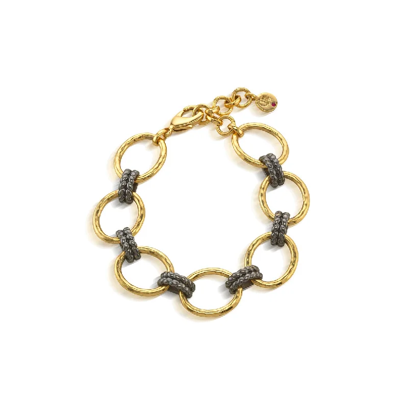 Unlock Unbeatable Jewelry Deals Before They’Re Gone Cleopatra Grande Link Bracelet, 7"+1.5" - Gold/Midnight