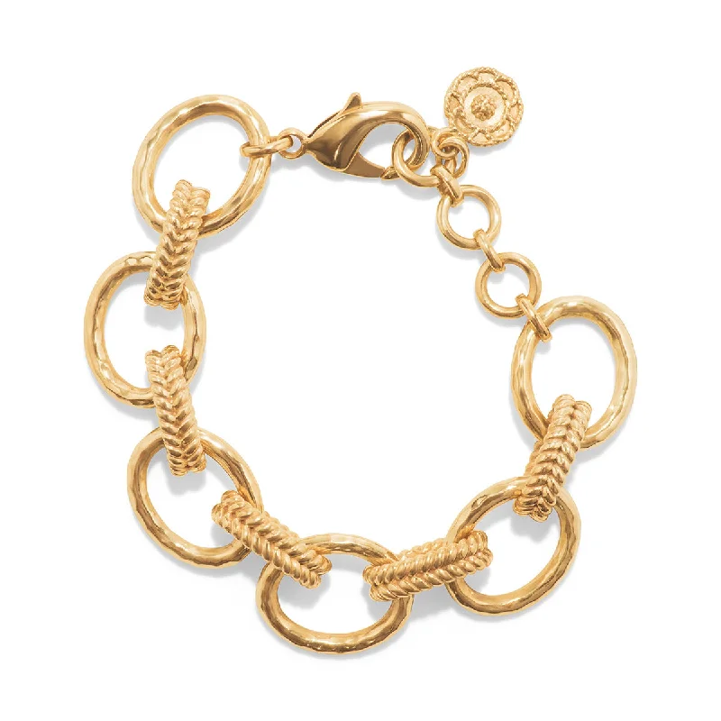 Modern Statement Jewelry For Bold Styling Cleopatra Regal Link Bracelet, 7+1.5" - Gold