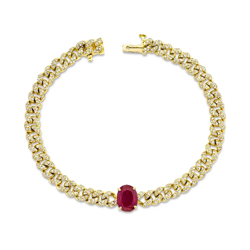 Handcrafted Beauty At Affordable Prices RUBY OVAL PAVE MINI LINK BRACELET