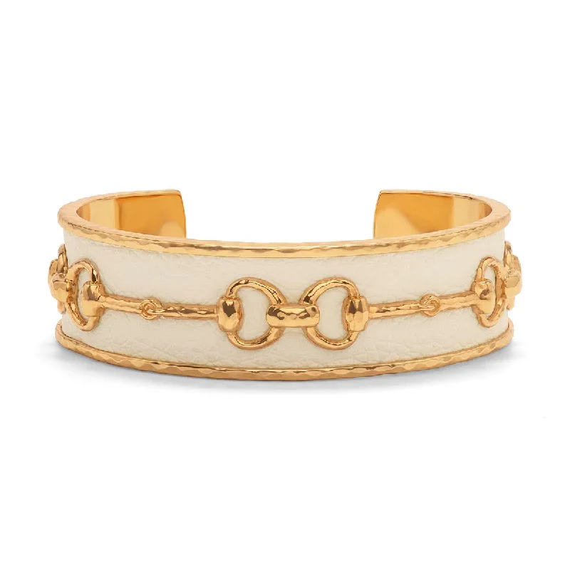 Shop Trending Jewelry With Exclusive Savings Equestrian Snaffle Bit Cuff - Vegan White Leather