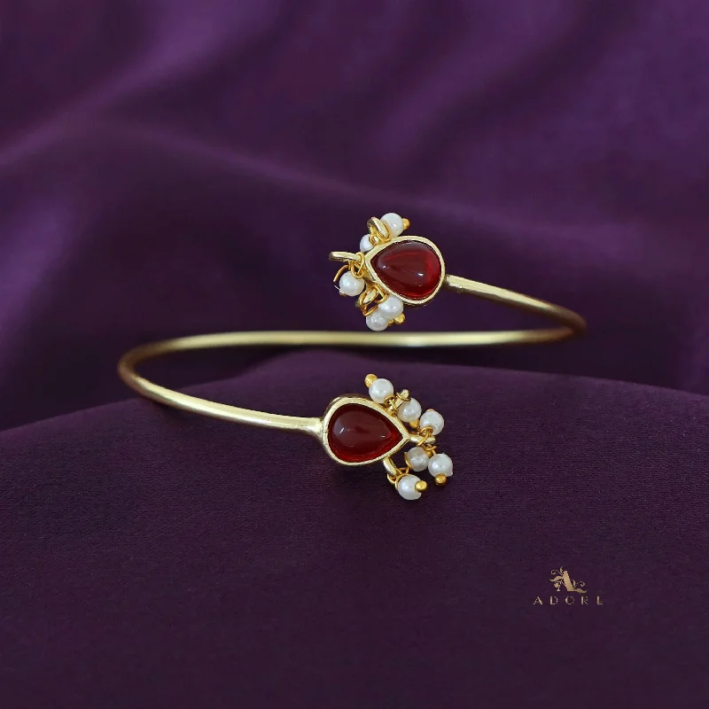 Fine Jewelry, Limited-Time Offers Available Golden Dual Drop Cluster Pearl Bangle