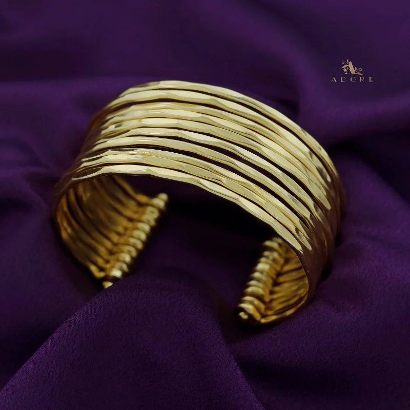 Flash Sale On Elegant Jewelry – Don't Miss Out Golden Esty Hammered Layer Bangle