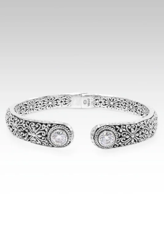 Bohemian-Inspired Jewelry For Free-Spirited Fashion Held Up in Grace Tip-to-Tip Bracelet™ in Moissanite