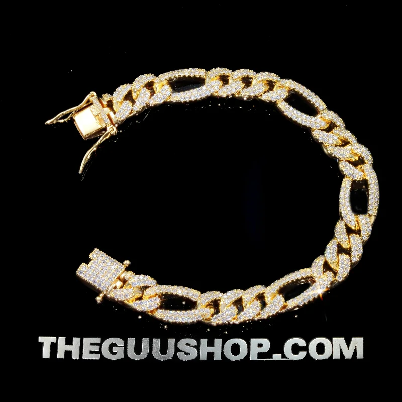 Elegant Designs, Unbeatable Discounts – Shop Jewelry Now Iced 10mm Gold-Plated Miami Zircon #Iron Lock# Hip Hop Bracelet