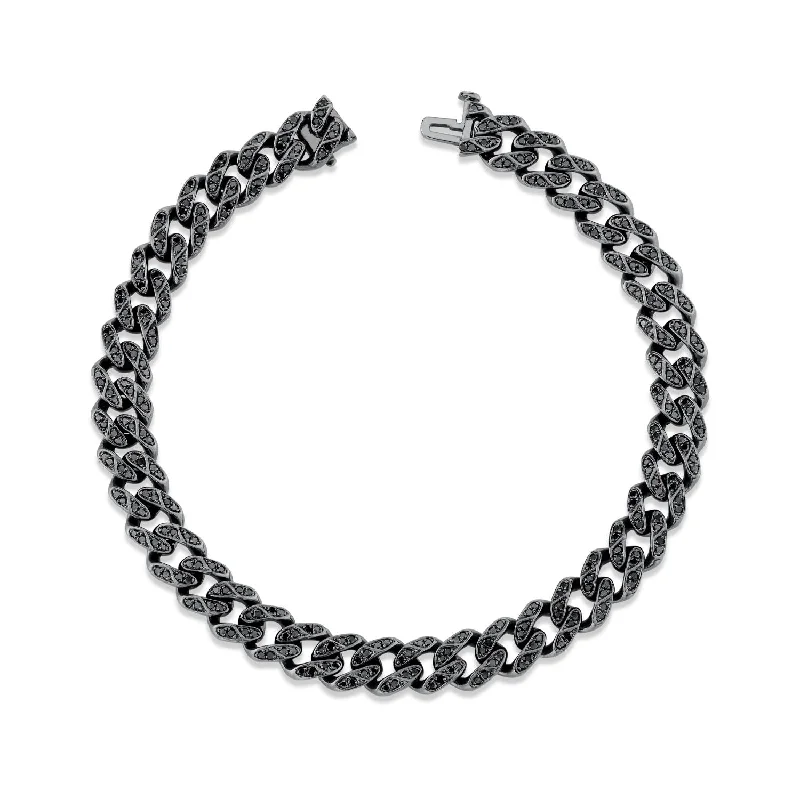 Personalized Jewelry Sale – Meaningful Gifts At Great Prices MEN'S BLACK DIAMOND FLAT MEDIUM LINK BRACELET Personalized Jewelry Sale – Meaningful Gifts At Great Prices MEN'S BLACK DIAMOND FLAT MEDIUM LINK BRACELET