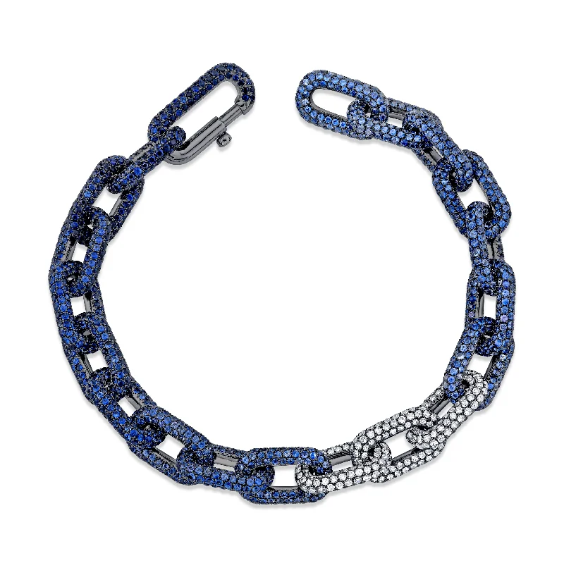 Jewelry Deals That Outshine The Rest MEN'S BLUE SAPPHIRE OMBRE PAVE CABLE LINK BRACELET