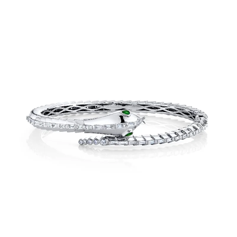 Shop High-Quality Jewelry At Jaw-Dropping Discounts MEN'S DIAMOND & GREEN GARNET SNAKE CUFF