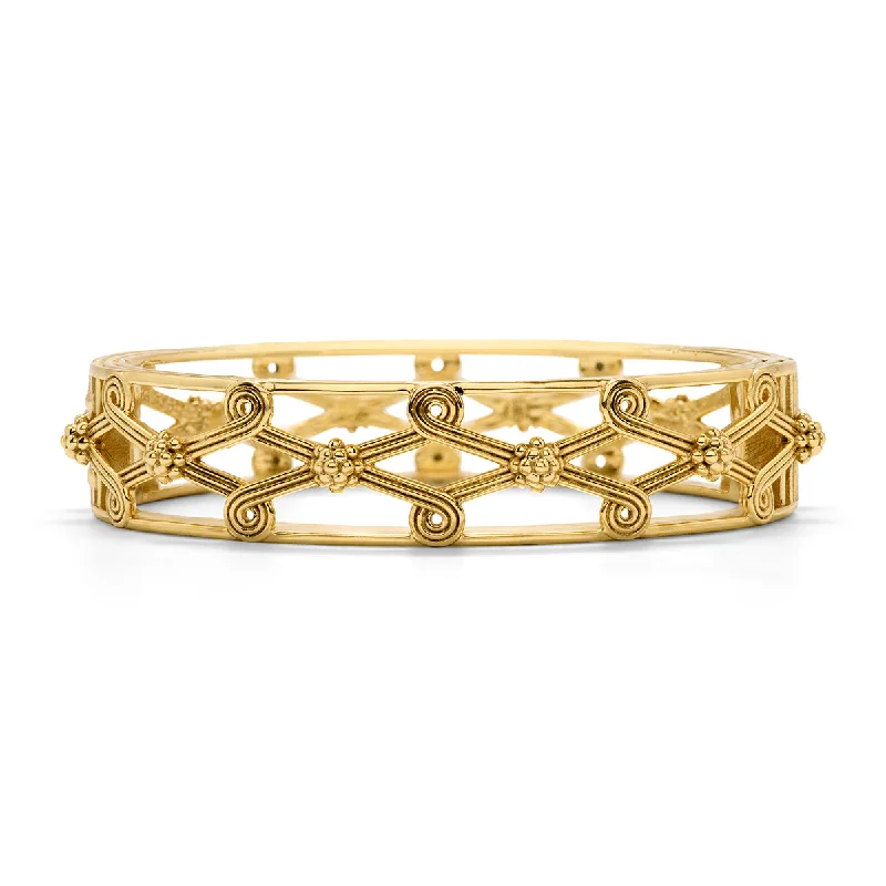 Elegant Jewelry, Exclusive Prices – Shop Now Monique Lattice Hinged Bangle - Gold