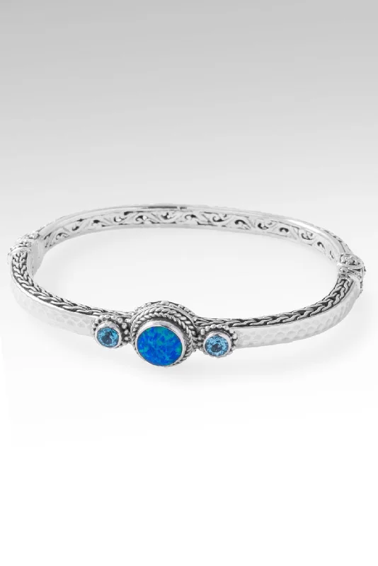 Romantic Heart-Shaped Jewelry For Special Gifts Sacred Path Bangle™ in Bali Blue Simulated Opal Romantic Heart-Shaped Jewelry For Special Gifts Sacred Path Bangle™ in Bali Blue Simulated Opal