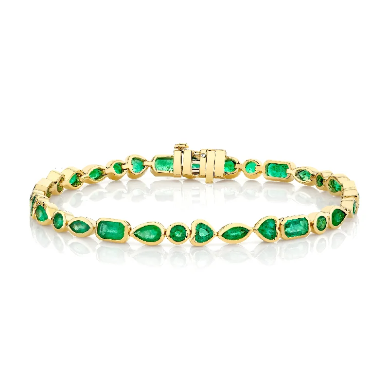 Exclusive Gemstone Jewelry At Special Prices MIXED EMERALD BEZEL TENNIS BRACELET
