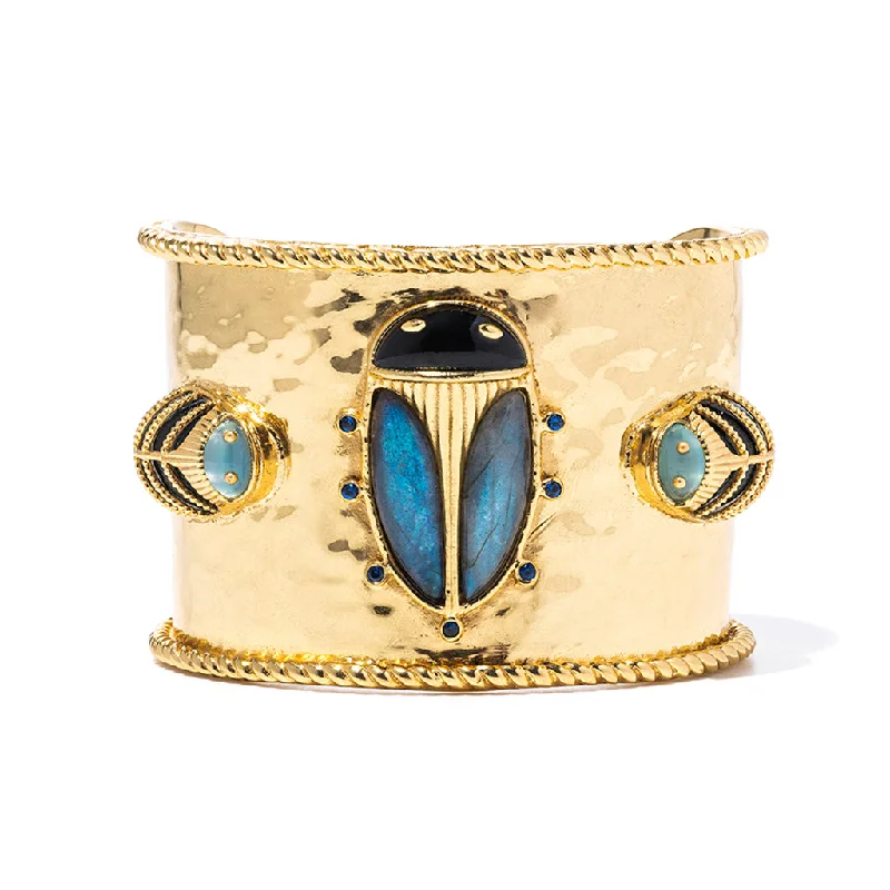 Elegant Designs, Unbeatable Discounts – Shop Jewelry Now Scarab Grande Cuff - Blue Labradorite/Black Agate