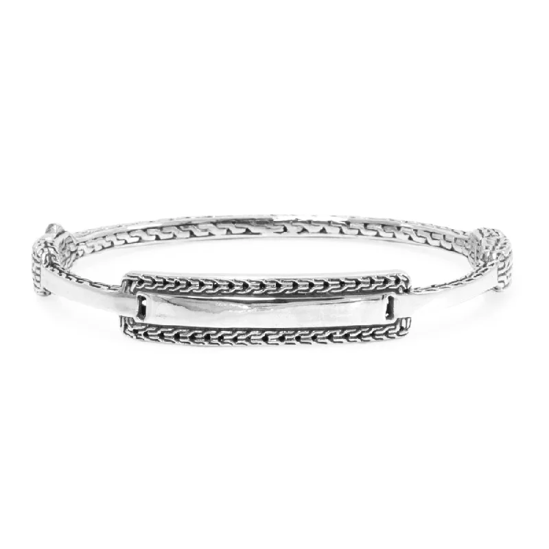 Flash Sale On Stunning Jewelry – Don't Miss Out Sterling Silver Chainlink Oval Bangle Bracelet With Push Button Insertion And Retention Hinge™
