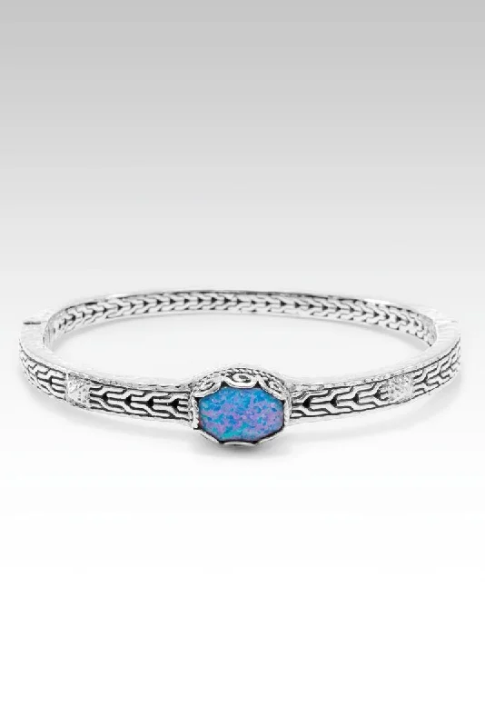 Handcrafted Jewelry Sale – Unique Designs At Low Prices STERLING SILVER CHAINLINK UNICORN BLUE SIMULATED OPAL OVAL BRACELET WITH PUSH BUTTON INSERTION & RETENTION HINGE™