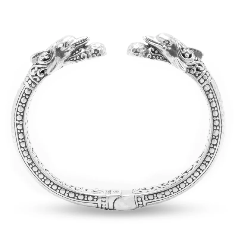 Luxury Jewelry At Unbeatable Discounts STERLING SILVER TREE OF LIFE & DOLPHIN OVAL TIP-TO-TIP BRACELET WITH RETENTION HINGE™