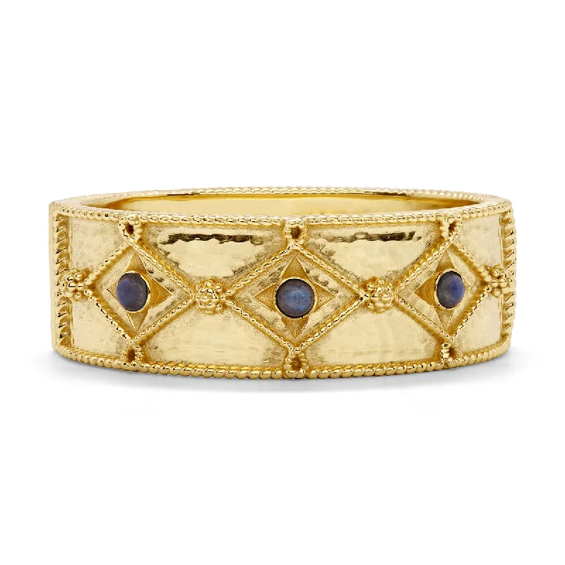 High-Quality Jewelry At A Fraction Of The Cost Victoria Hinged Bangle - Gold/Blue Labradorite