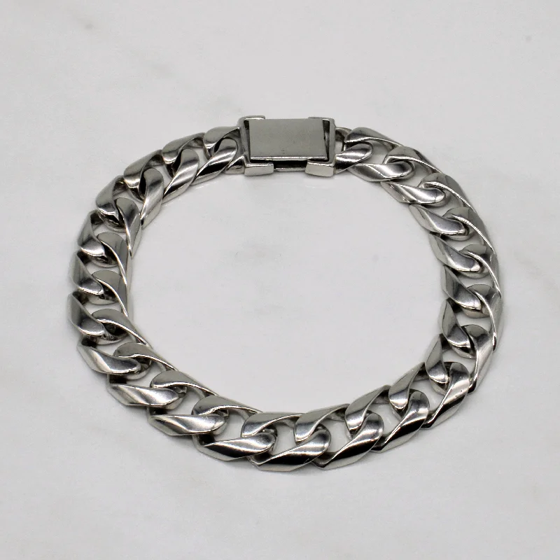 Affordable Luxury Jewelry For Every Occasion White Gold Cuban Chain Bracelet | 8.5" |