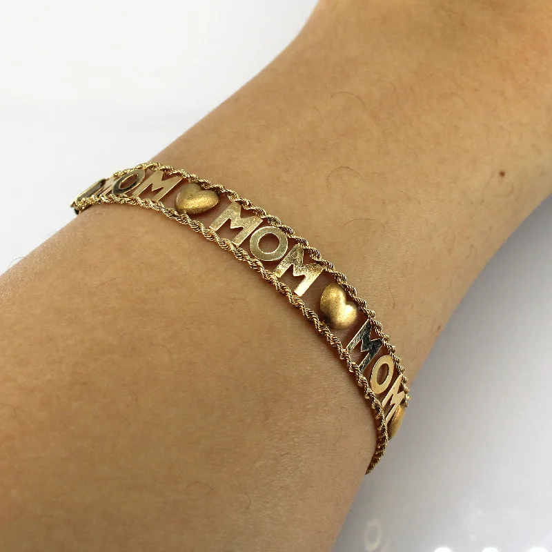 Timeless Elegance, Temporary Discounts – Act Fast Yellow Gold Chain 'Mom' Bracelet | 7"|