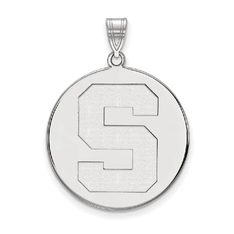 Affordable Luxury Jewelry For Every Occasion 10k White Gold Michigan State XL Initial S Disc Pendant