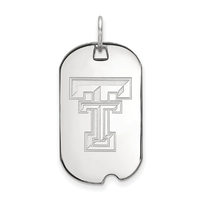 10k White Gold Texas Tech U. Dog Tag Pendant