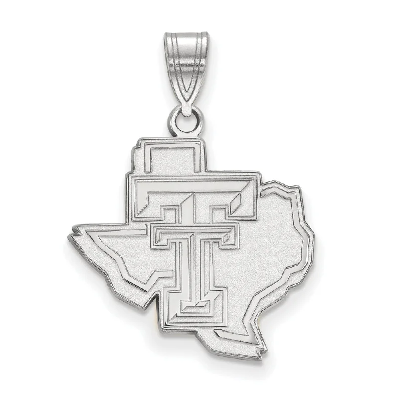 10k White Gold Texas Tech U. Large Pendant