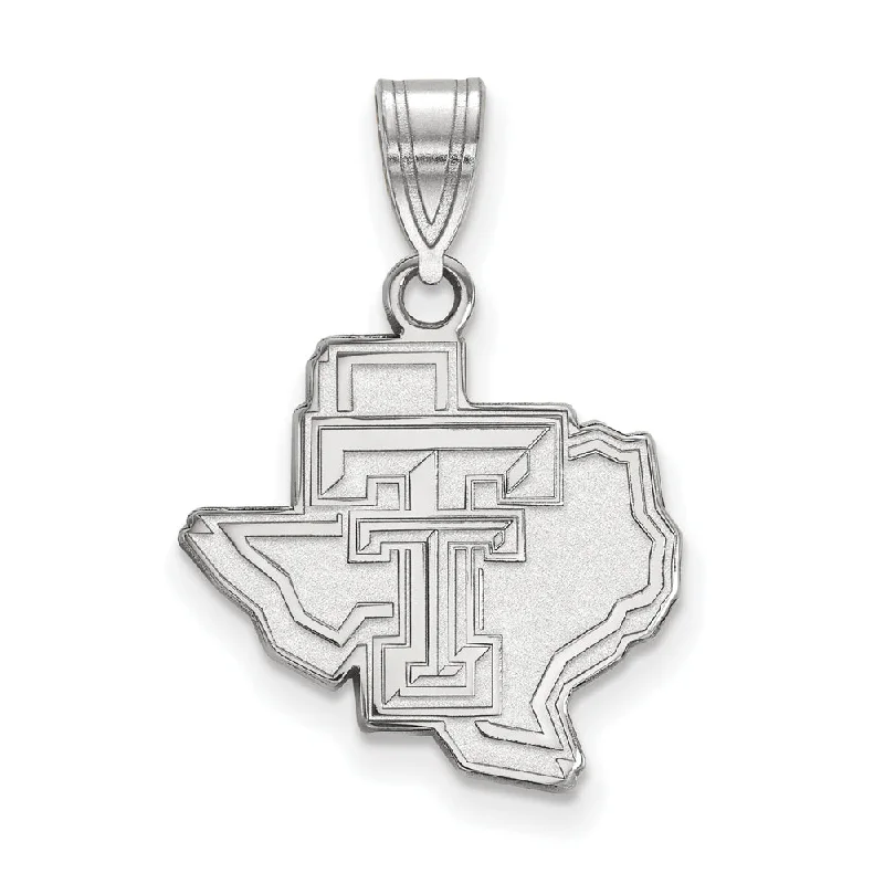 10k White Gold Texas Tech U. Medium Logo Pendant