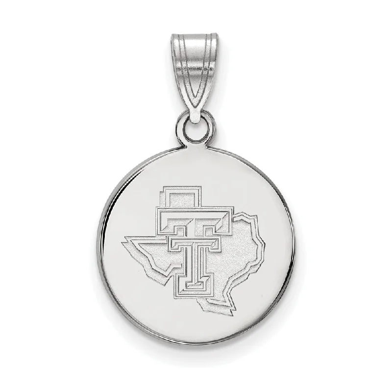 10k White Gold Texas Tech U. Medium Pendant