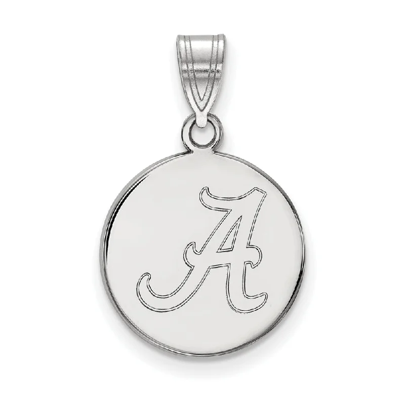 10k White Gold U. of Alabama Medium Initial A Disc Pendant