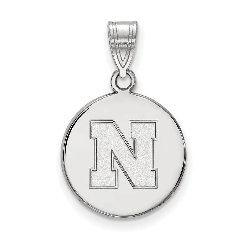 10k White Gold U. of Nebraska Medium Initial N Disc Pendant