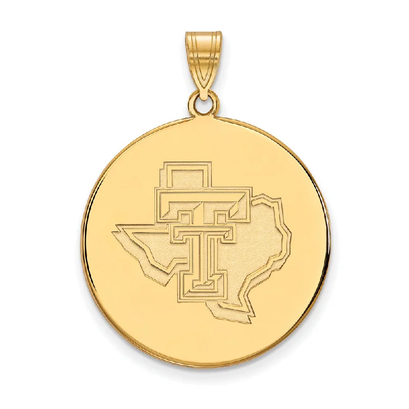 10k Yellow Gold Texas Tech U. XL Disc Pendant