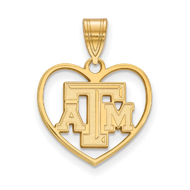 Buy More, Save More – Special Jewelry Discounts 14k Gold Plated Silver Texas A&M U. Heart Pendant