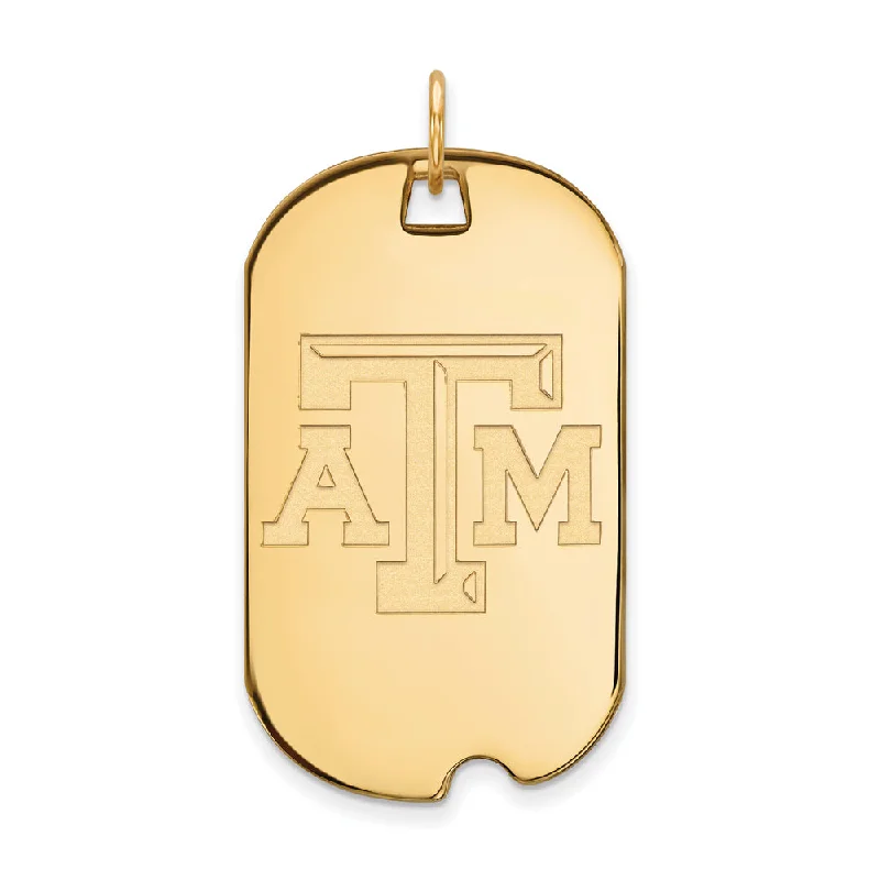Personalized Jewelry Sale – Unique Gifts At Low Prices 14k Gold Plated Silver Texas A&M U. Large Dog Tag Pendant