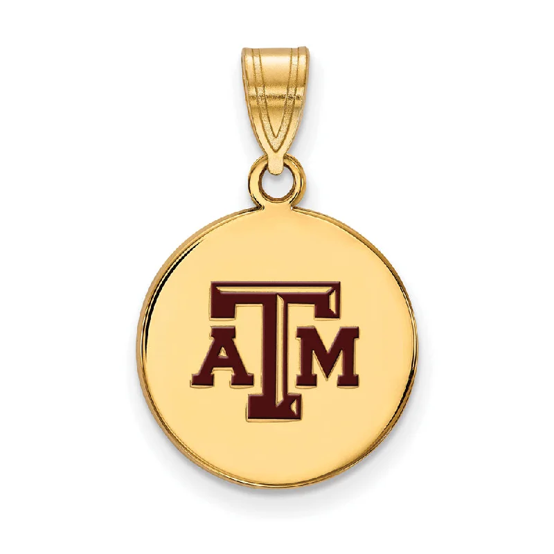 Exclusive Jewelry Offers – Shine For Less 14k Gold Plated Silver Texas A&M U. Med Enamel Disc Pendant