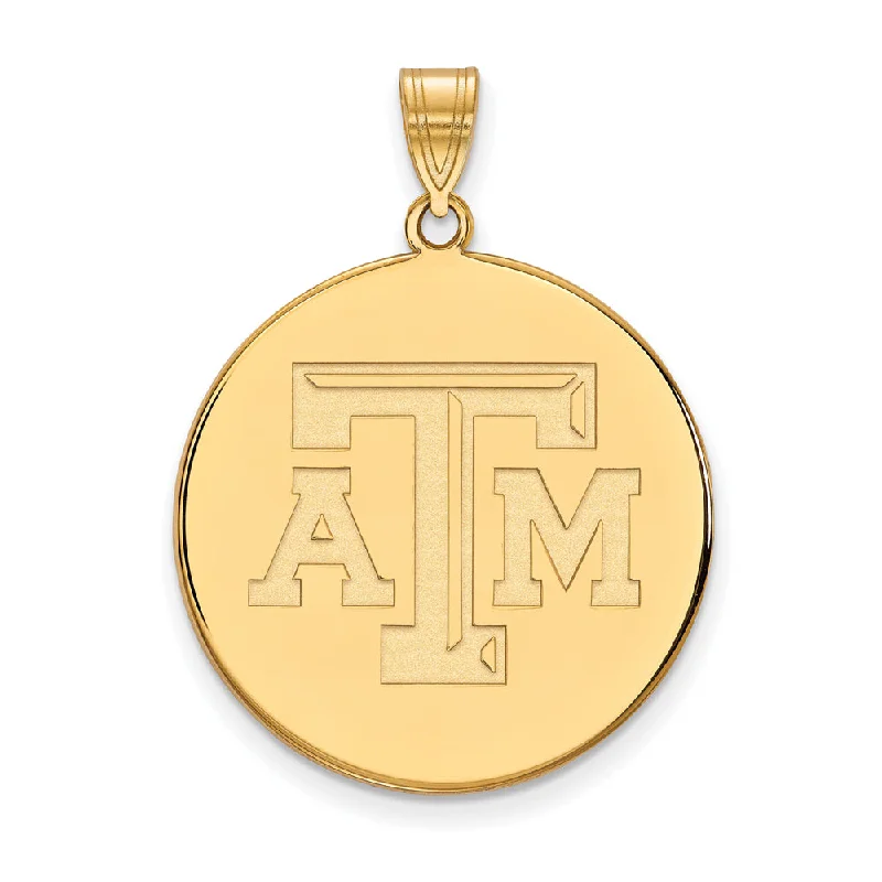 Fashion-Forward Geometric Jewelry For Contemporary Style 14k Gold Plated Silver Texas A&M U. XL Disc Pendant