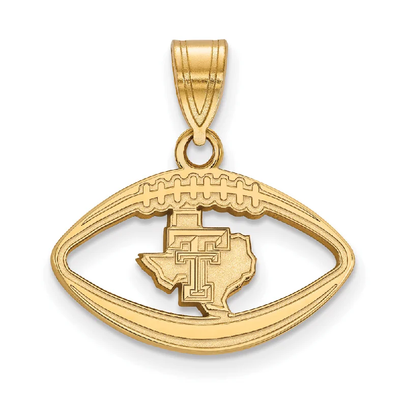 14k Gold Plated Silver Texas Tech U. Football Pendant