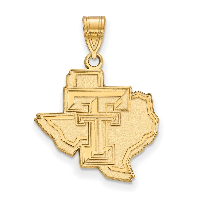 14k Gold Plated Silver Texas Tech U. Large Pendant