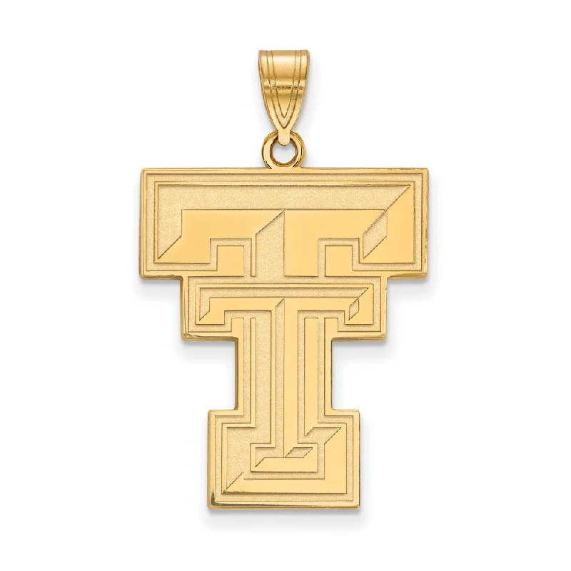 14k Gold Plated Silver Texas Tech U. XL Pendant