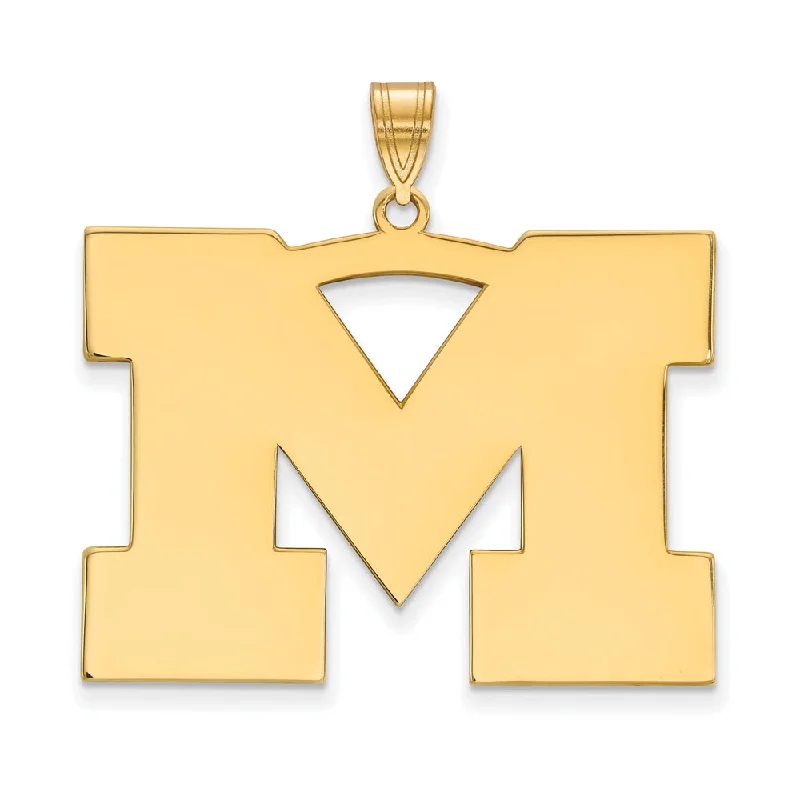 14k Gold Plated Silver U. of Michigan XL Initial M Pendant