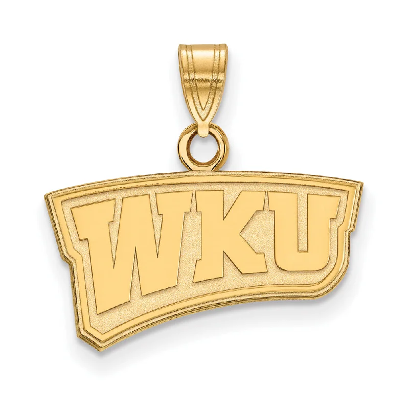 14k Gold Plated Silver Western Kentucky U. Small 'WKU' Pendant