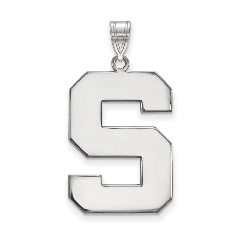 Flash Sale On Stunning Jewelry – Don't Miss Out 14k White Gold Michigan State XL Initial S Pendant