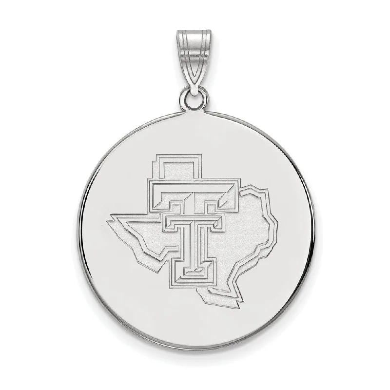 14k White Gold Texas Tech U. XL Disc Pendant