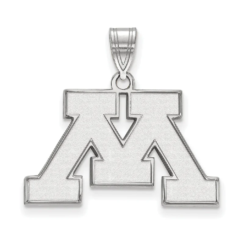 14k White Gold U. of Minnesota Medium Initial M Pendant