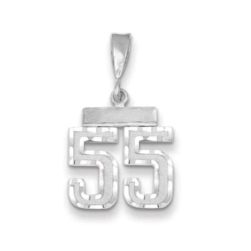 Limited-Stock Jewelry Sale – Once It's Gone, It's Gone 14k White Gold, Varsity Collection, Small D/C Pendant, Number 55