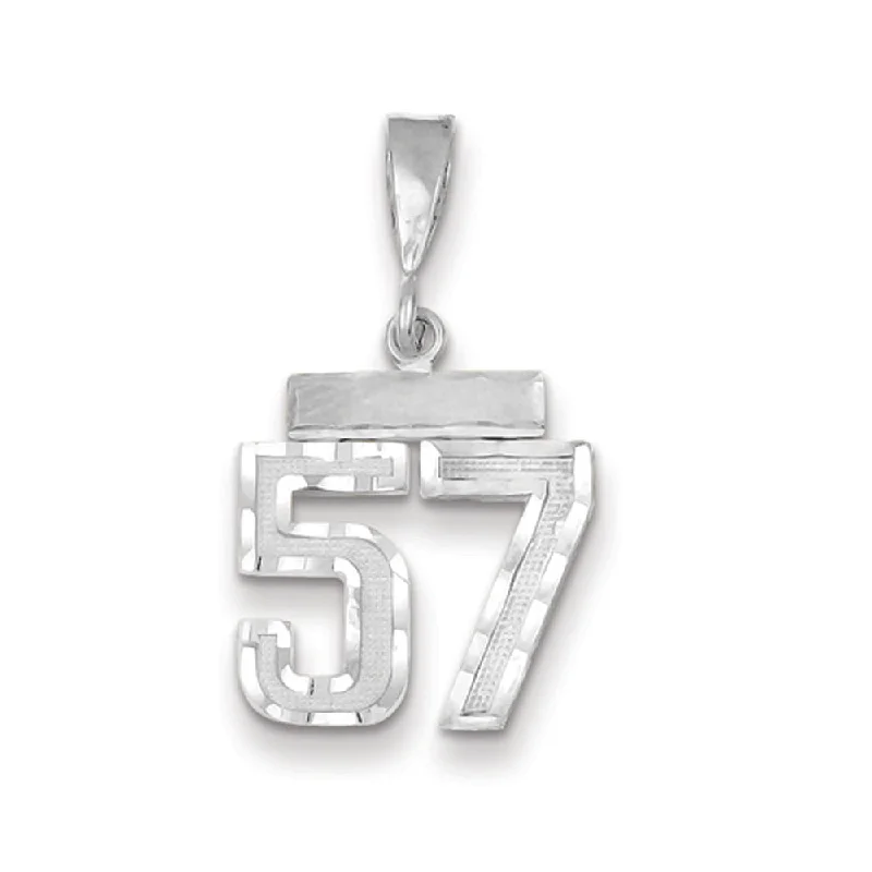 Seasonal Jewelry Deals – Elevate Your Style 14k White Gold, Varsity Collection, Small D/C Pendant, Number 57